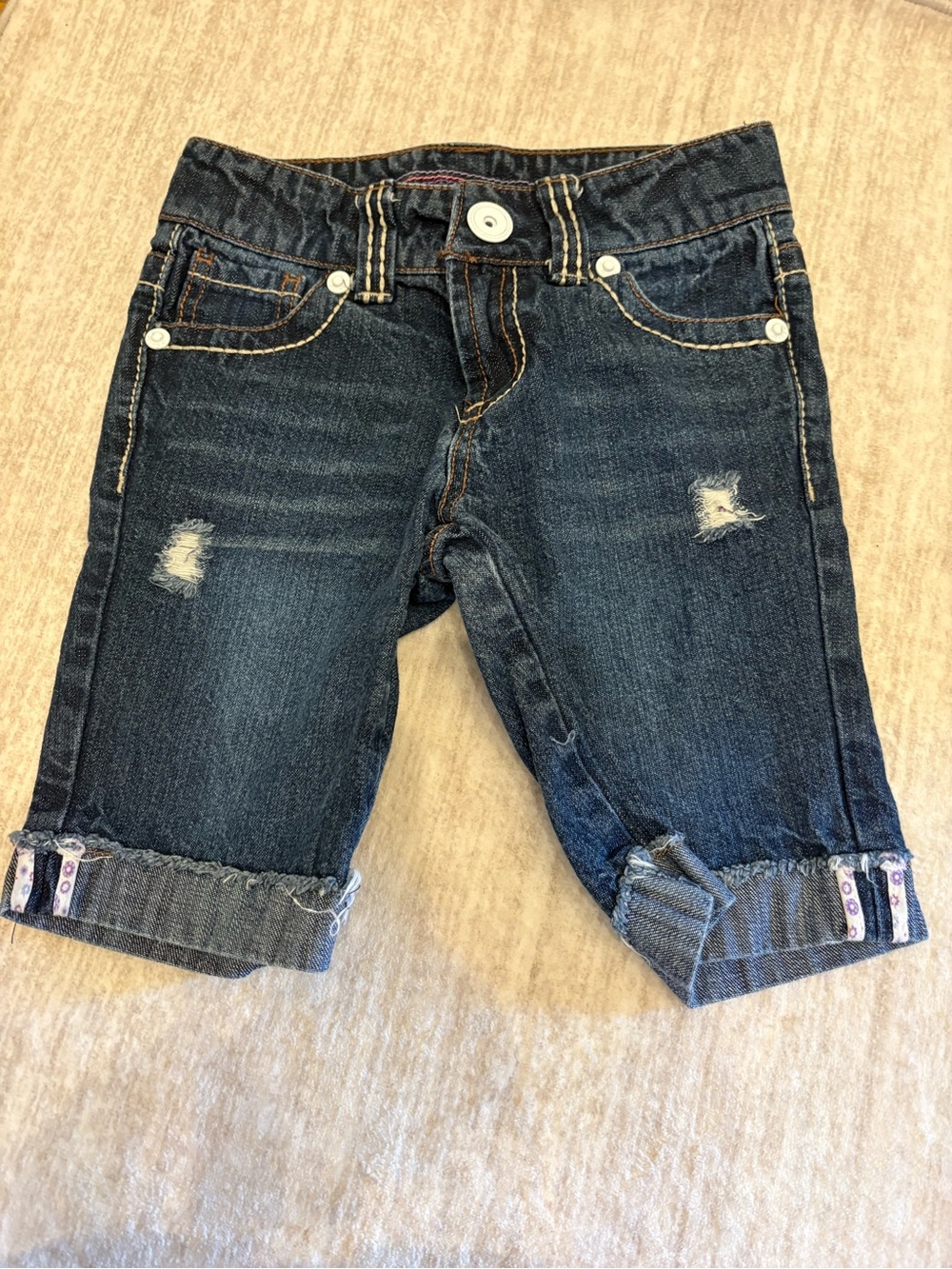 Faded Glory Girls Jeans Shorts Bermuda Cuffed Hem Size 6